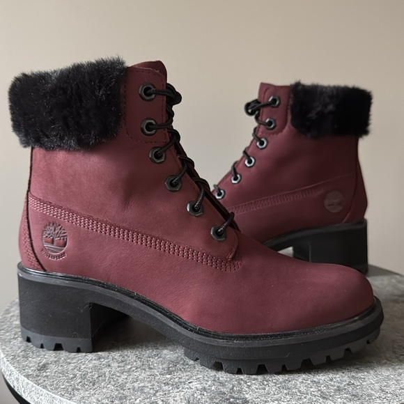 TIMBERLAND WOMEN’S KINSLEY 6” WATER RESISTANT BOOTS DARK PORT SIZE 7.5 - Picture 1 of 8
